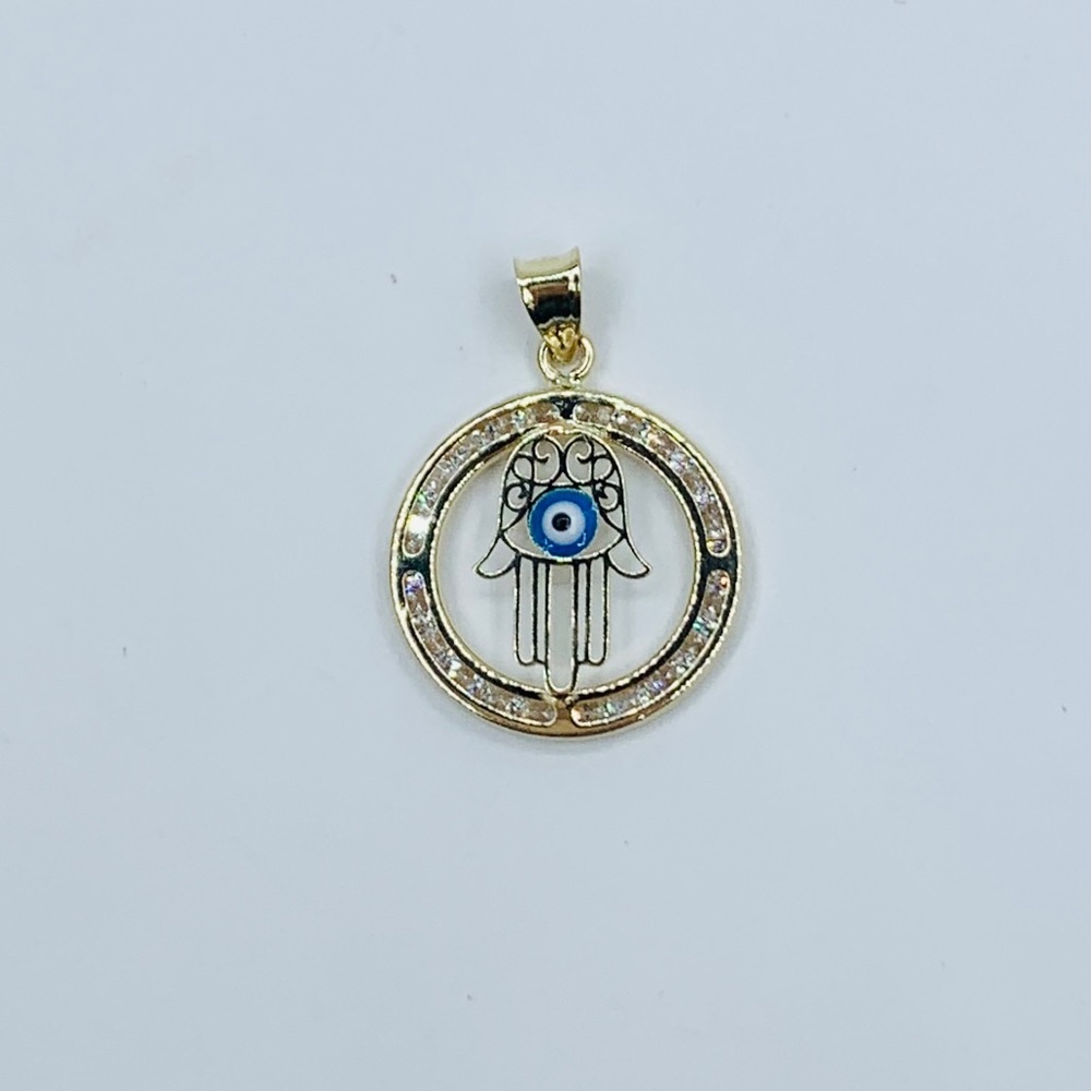 10k solid gold women charm evil eye on palm